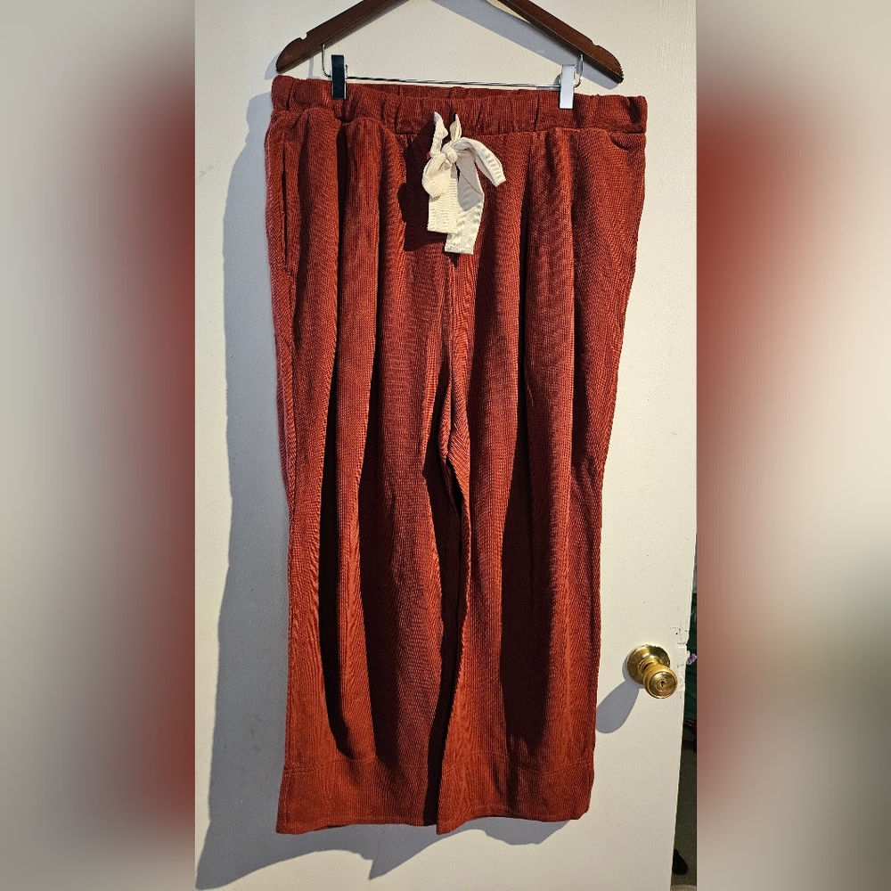 Rust Corduroy Wide-Leg Pants